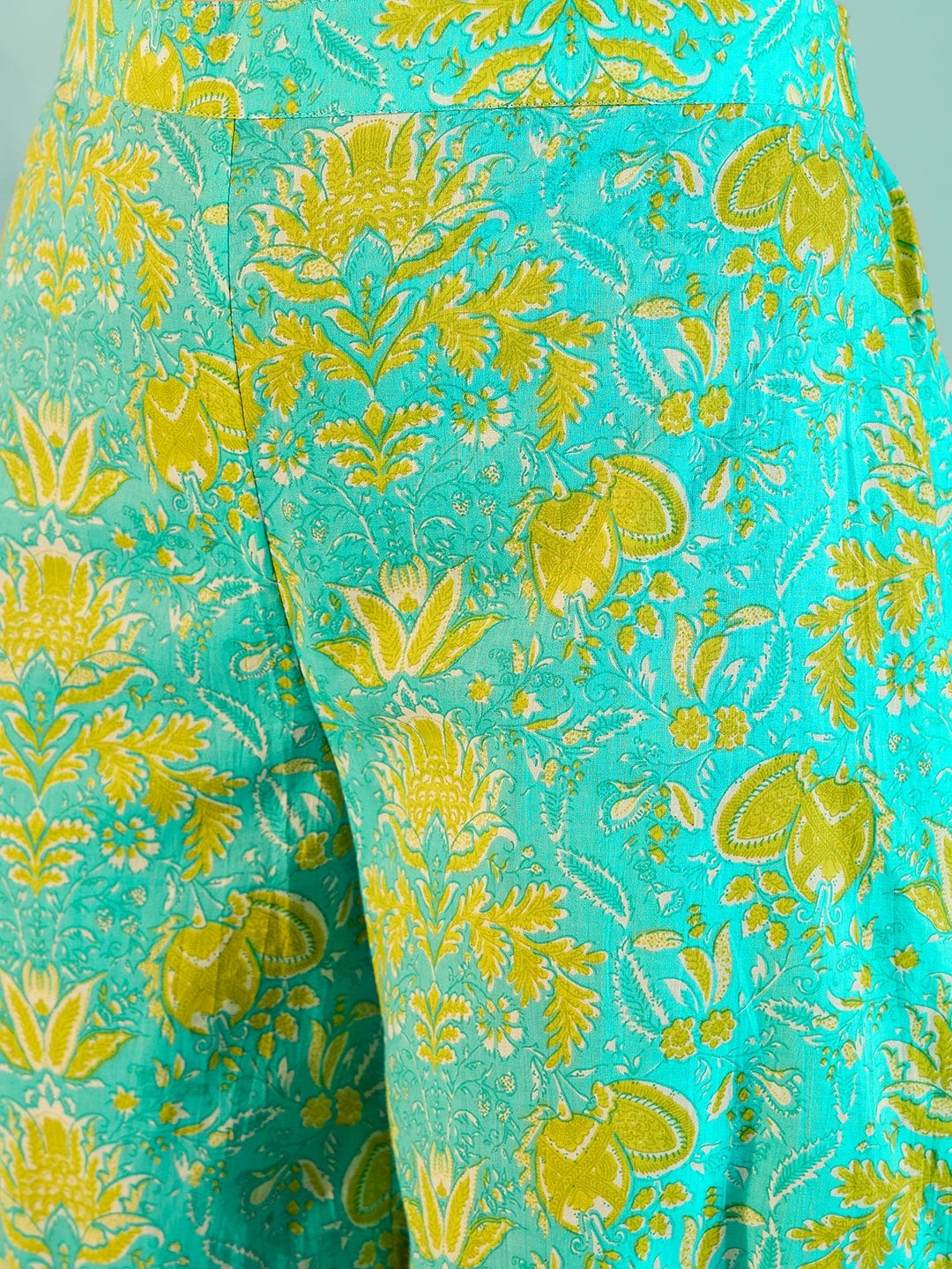 The Kaftan Company Co-ord Aquamarine Patterned Cotton Co-Ord Set For Women