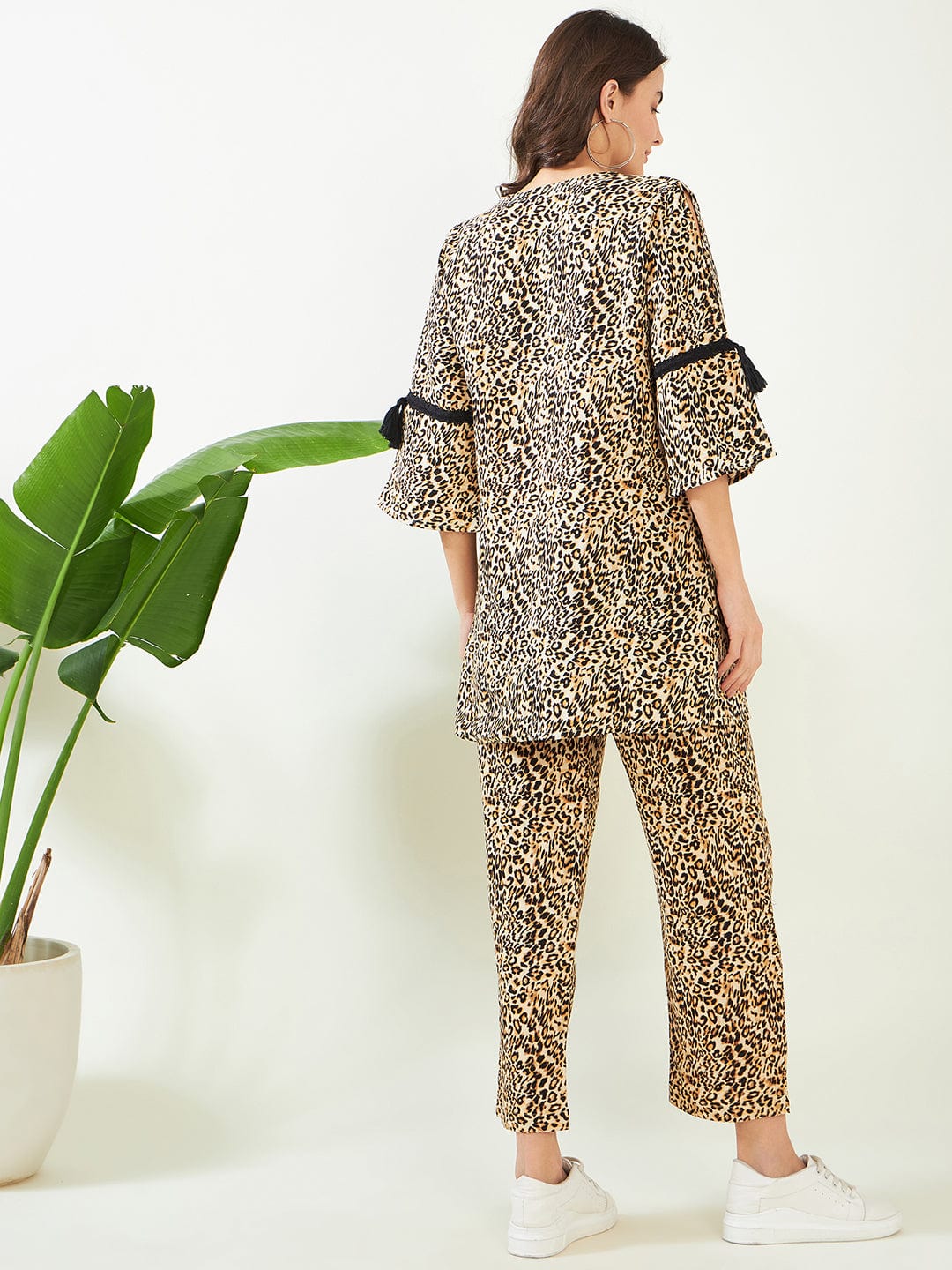 The Kaftan Company Co-ord Beige Wildly Stylish Leopard Co-ord Set
