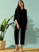 The Kaftan Company Co-ord Black Textured Elegant Coord Set