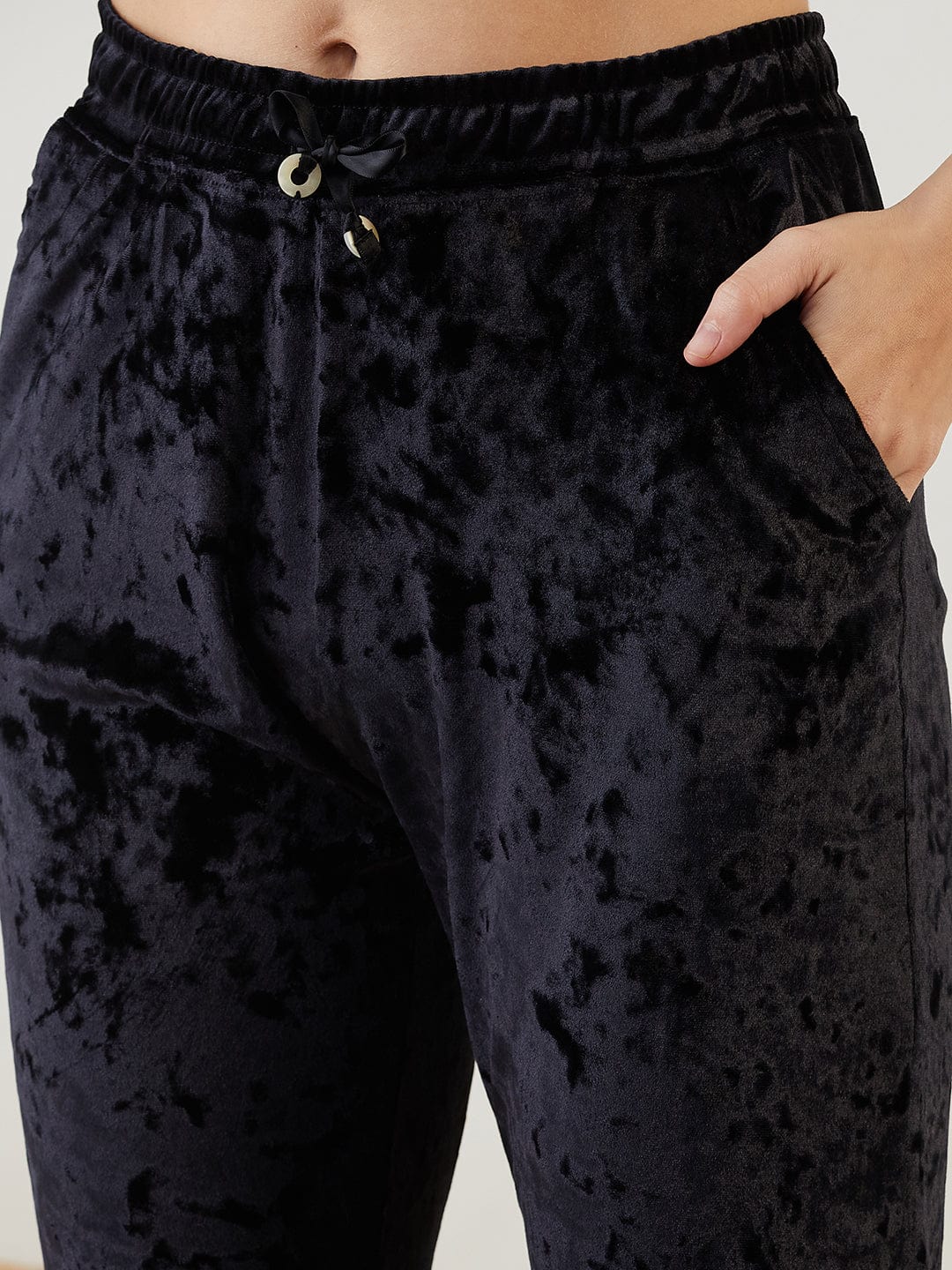 The Kaftan Company Co-ord Black Vintage Floral Velvet Kaftan Co-ord Set