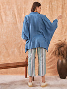 The Kaftan Company Co-ord Blue Denim Jacquard Co-ord Set
