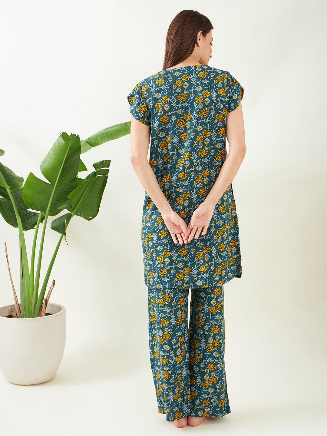 The Kaftan Company Co-ord Green Floral Coord set (Final Sale)