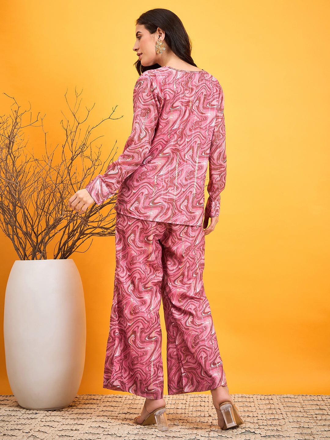 The Kaftan Company Co-ord Peachy Peach Lurex Co-ord Set