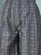 The Kaftan Company Co-ord Set Blue Floral Printed Cotton Coord Set with Flared Sleeves