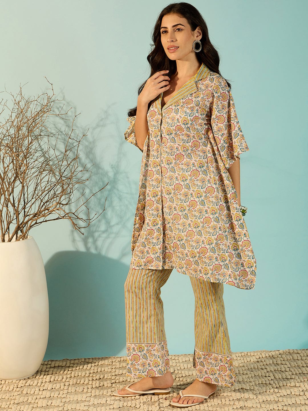 The Kaftan Company Co-ord Stylish Cotton Print Kaftan Style Co-Ord Set For Women