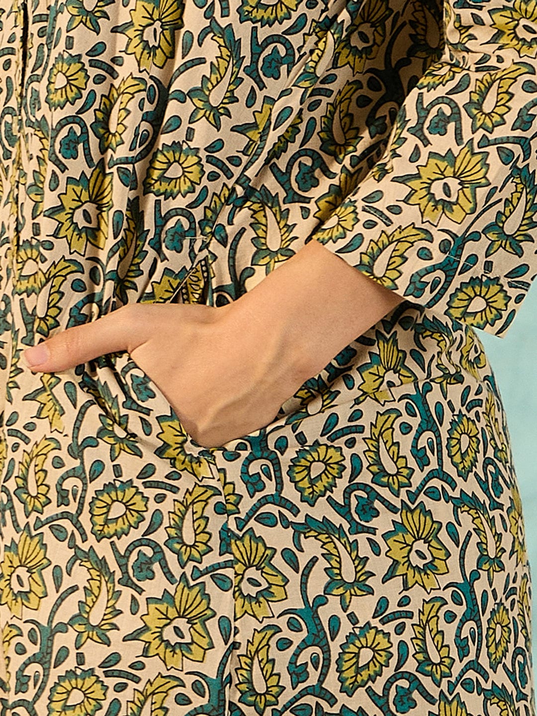 The Kaftan Company Co-ord Women Flora Stylish Cotton Shirt And Pant Co-Ord Set