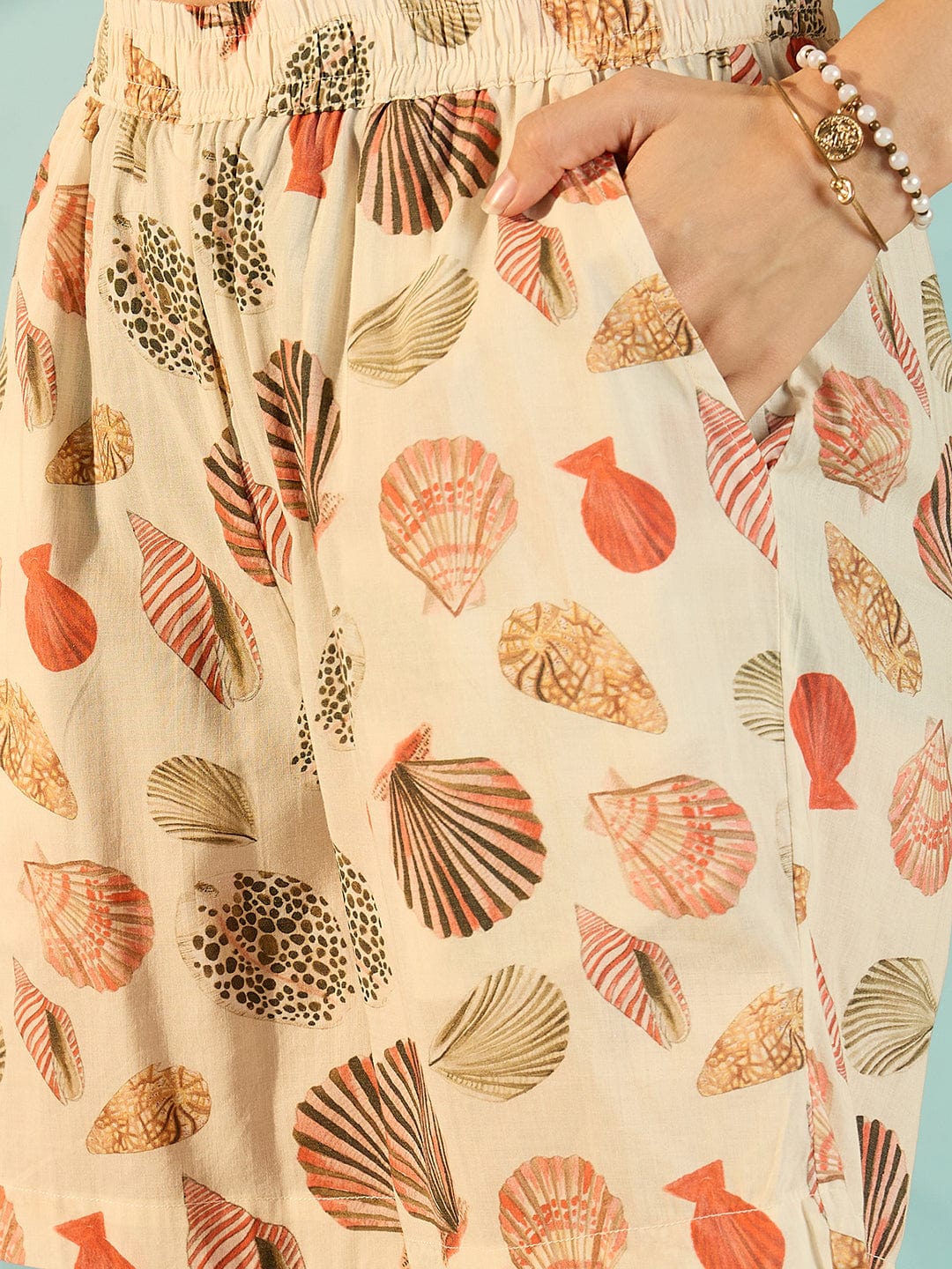 The Kaftan Company Co-ord Women Seaside Serenity Modal Stylish Shorts Co-Ord Set