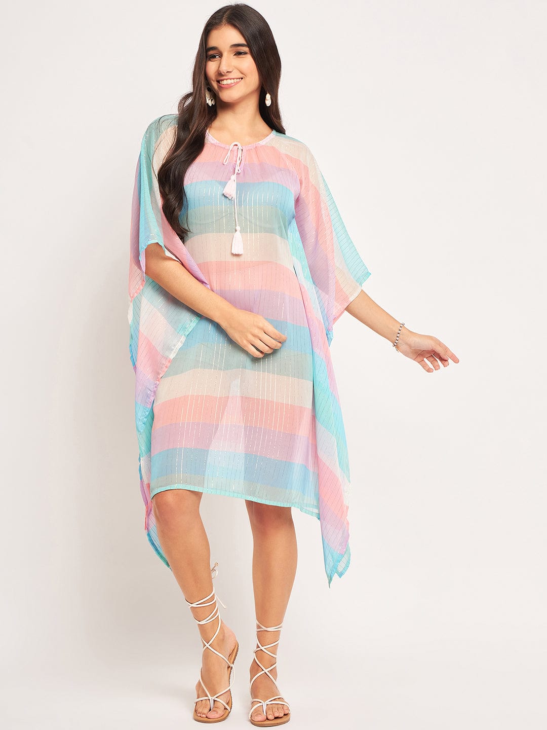 The Kaftan Company Cover-Up Multicolor Lurex Resort Cover-Up Kaftan