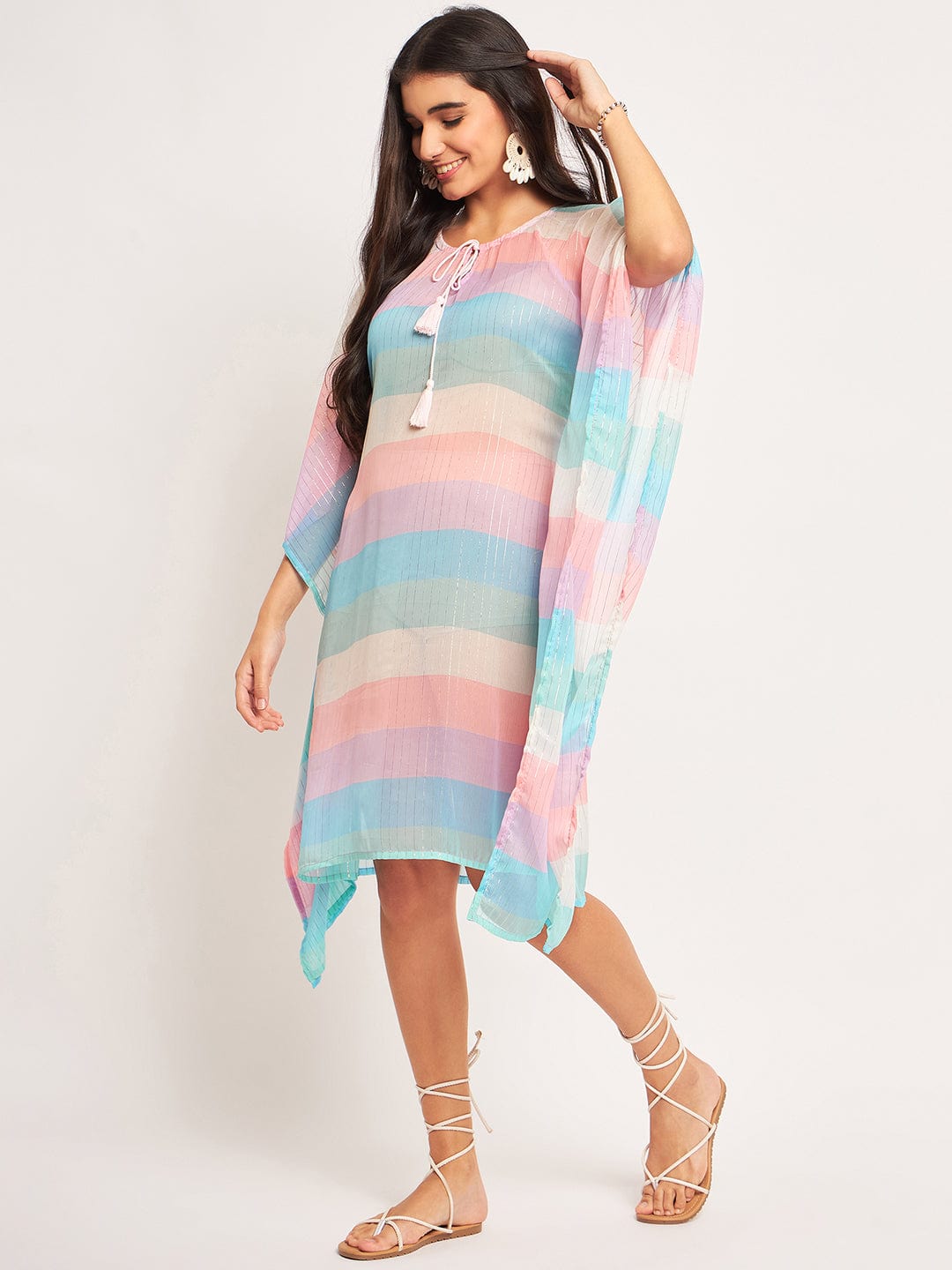 The Kaftan Company Cover-Up Multicolor Lurex Resort Cover-Up Kaftan