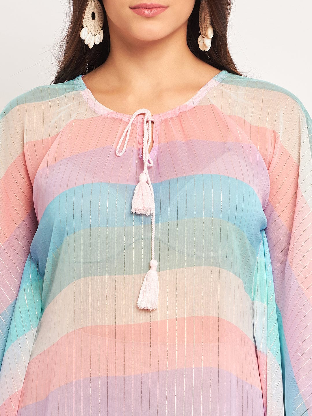 The Kaftan Company Cover-Up Multicolor Lurex Resort Cover-Up Kaftan