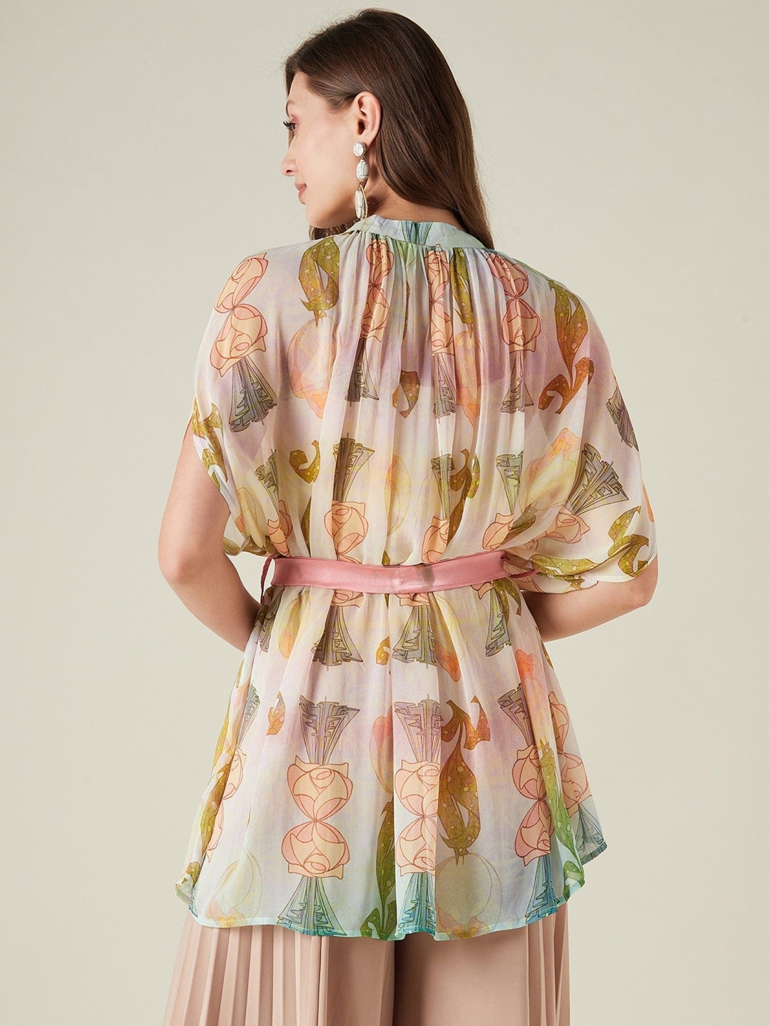 The Kaftan Company Cover-Up Onesize Pastel hues georgette resort cover-up (Final Sale)