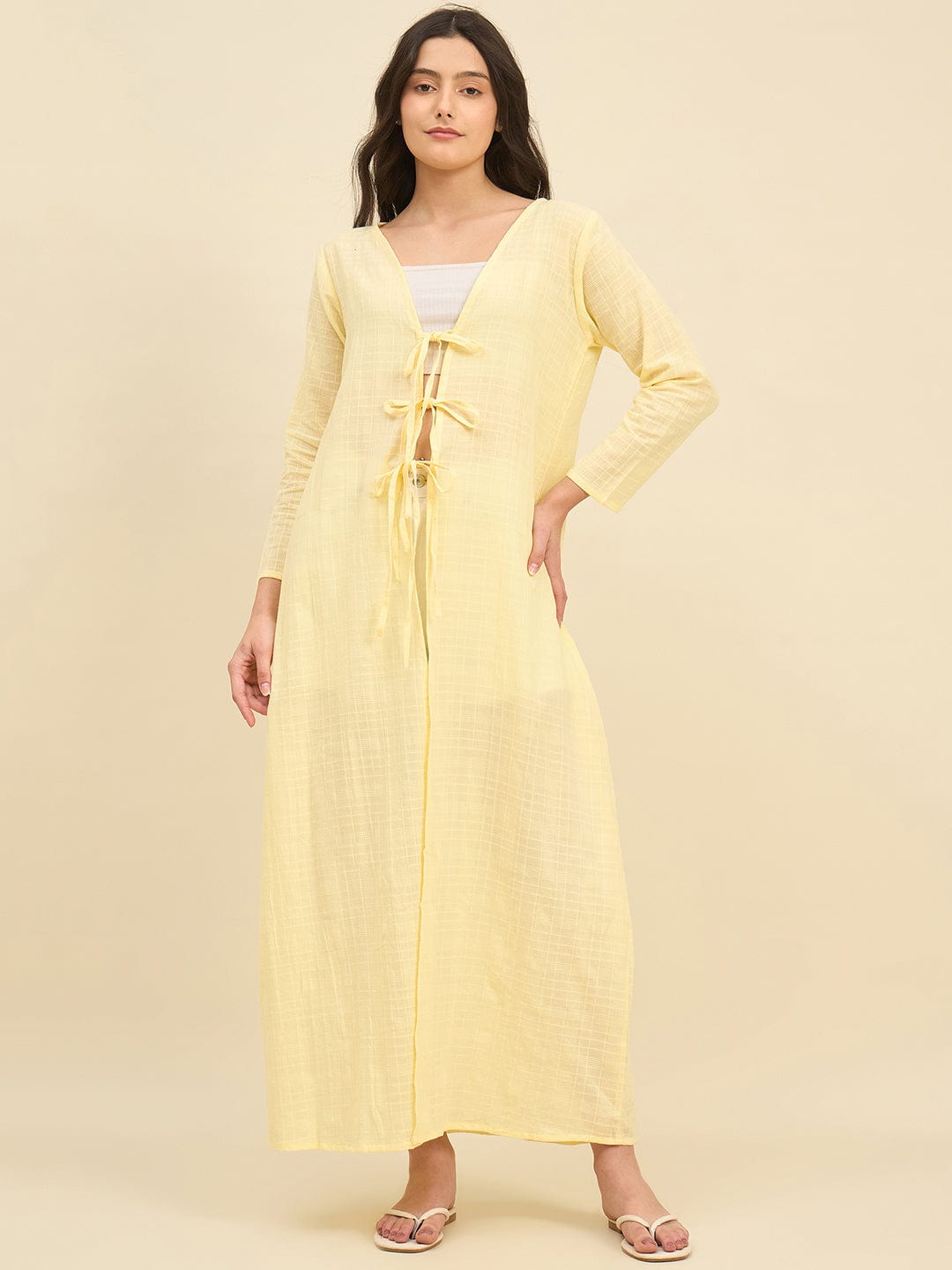The Kaftan Company Cover-Up Sunny Yellow Cotton Resortwear Coverup