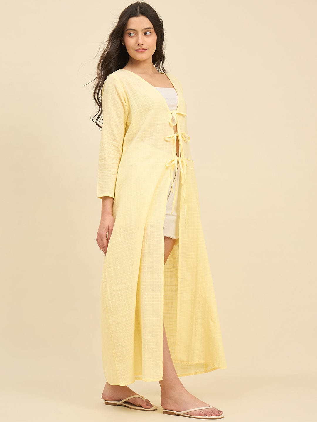 The Kaftan Company Cover-Up Sunny Yellow Cotton Resortwear Coverup
