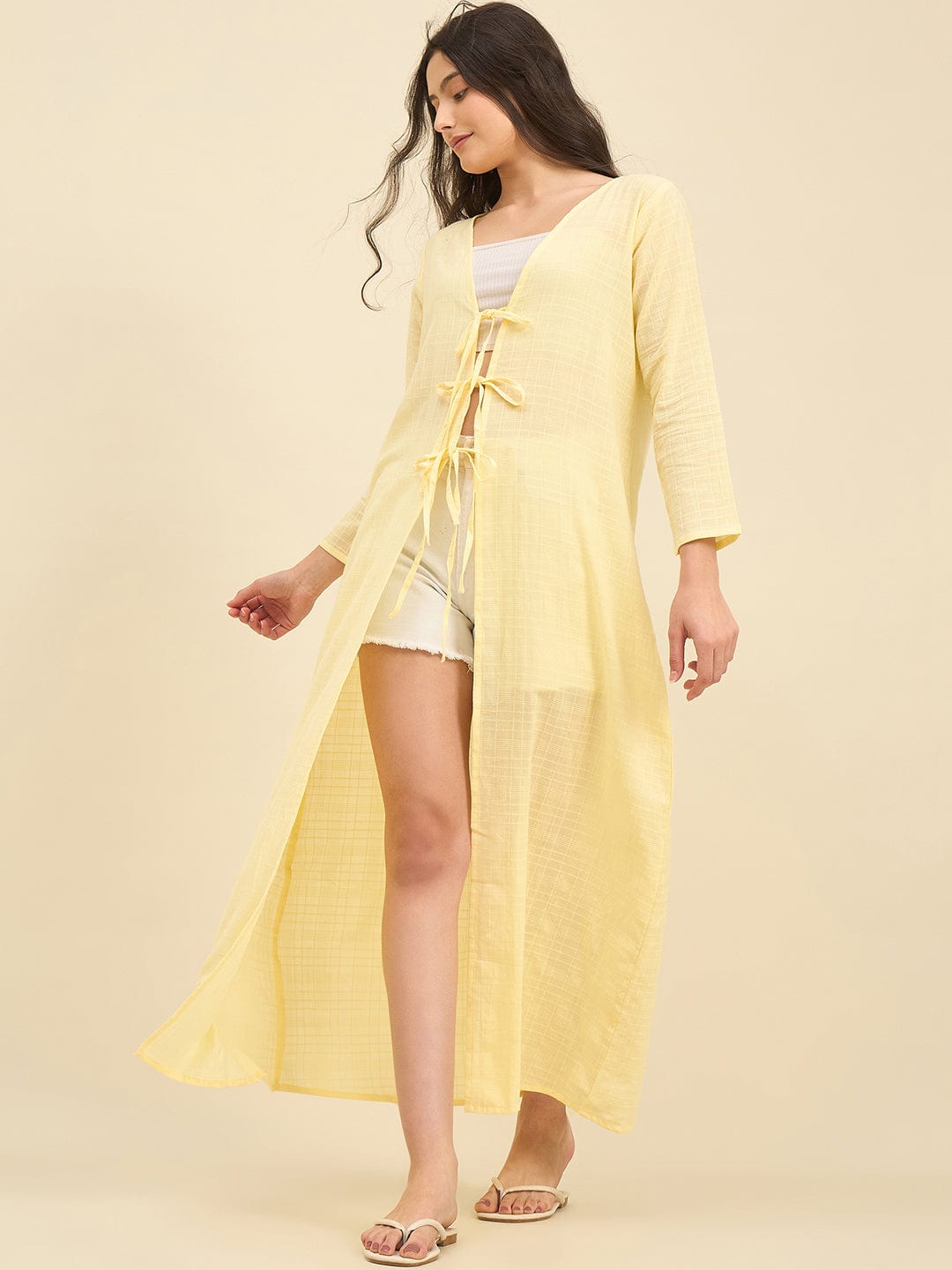 The Kaftan Company Cover-Up Sunny Yellow Cotton Resortwear Coverup