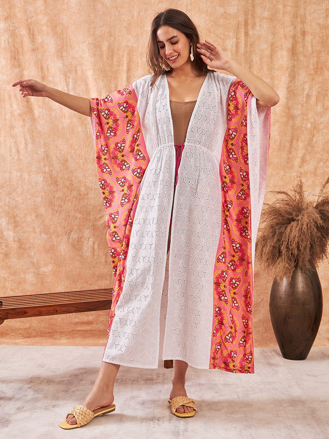 The Kaftan Company Cover-Up White Schiffli Fluttery Coverup