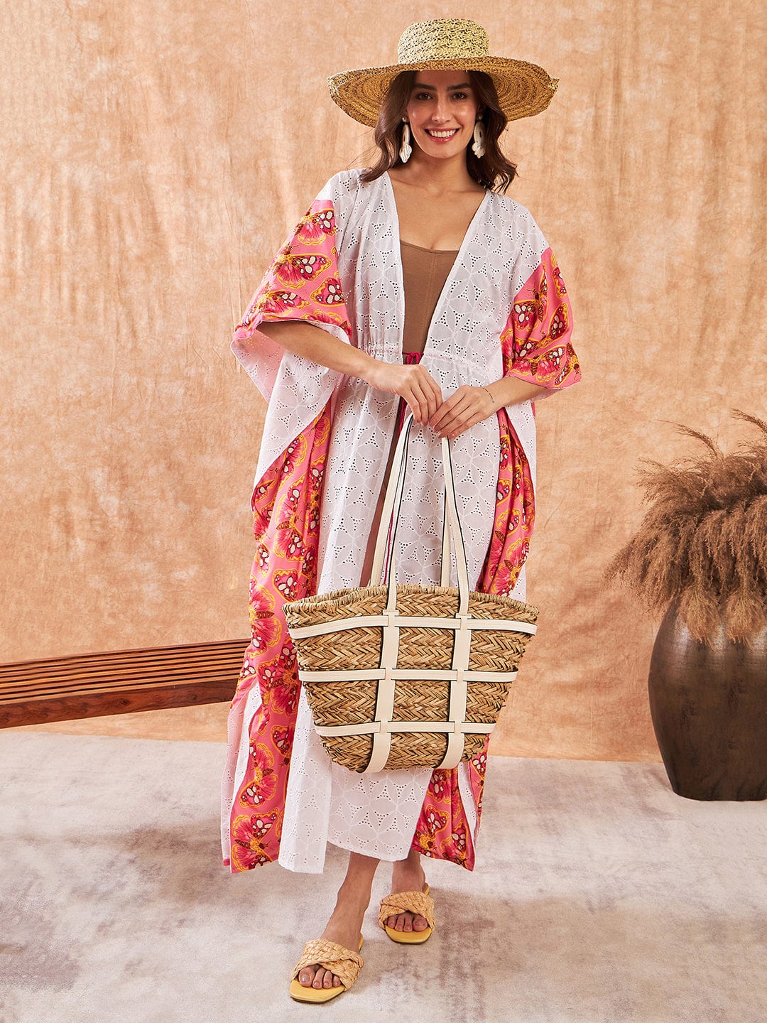 The Kaftan Company Cover-Up White Schiffli Fluttery Coverup