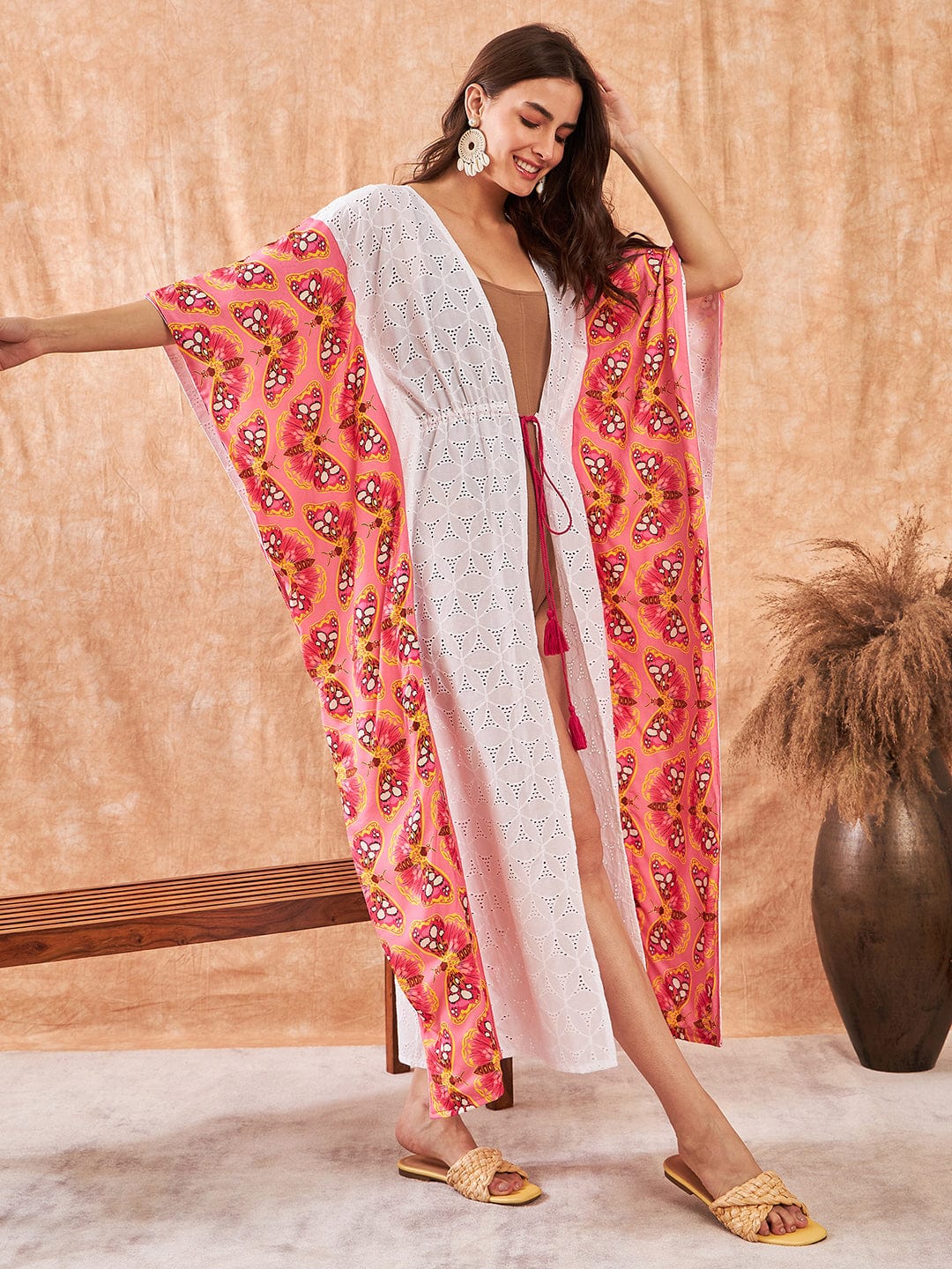 The Kaftan Company Cover-Up White Schiffli Fluttery Coverup