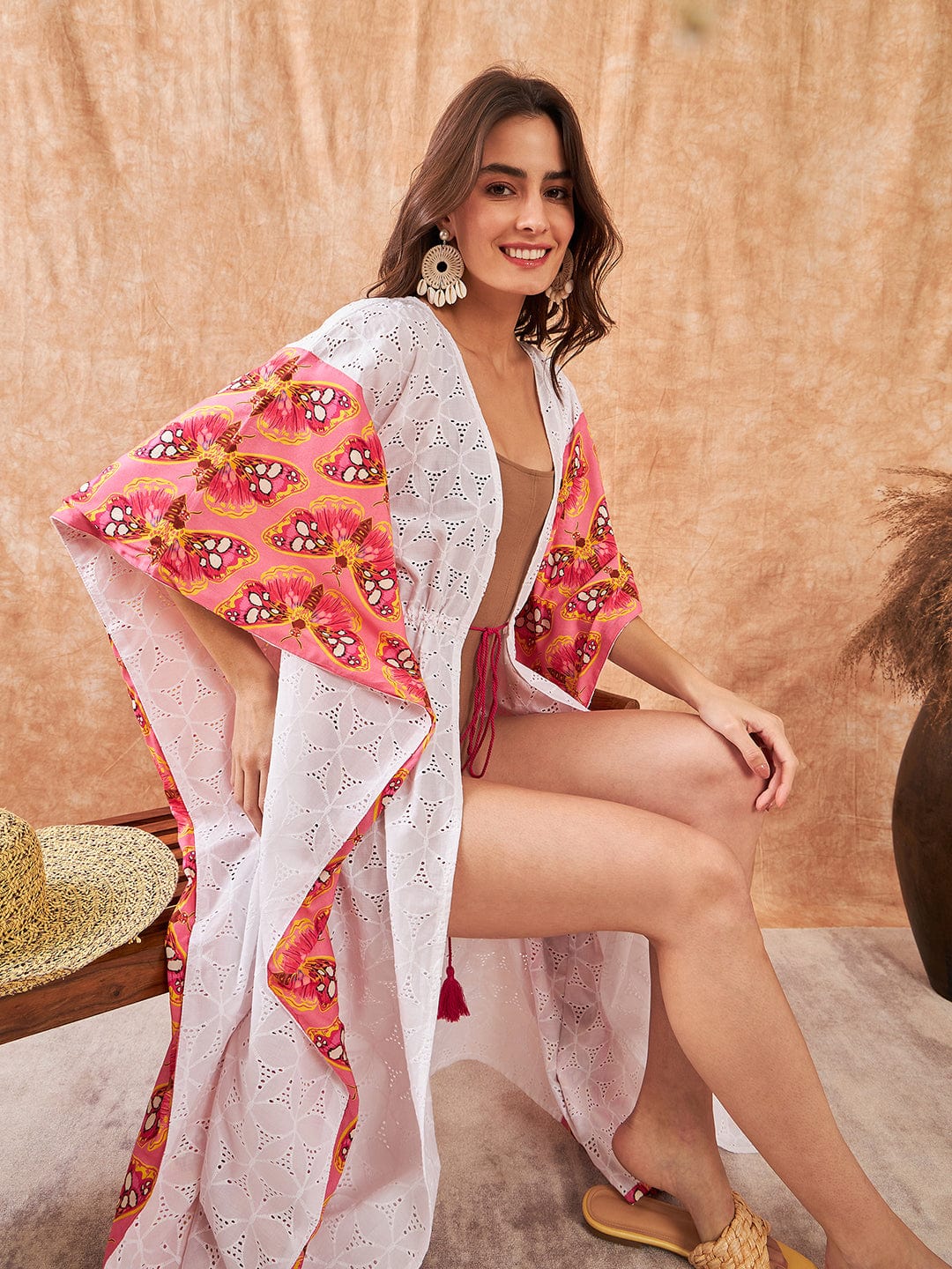 The Kaftan Company Cover-Up White Schiffli Fluttery Coverup