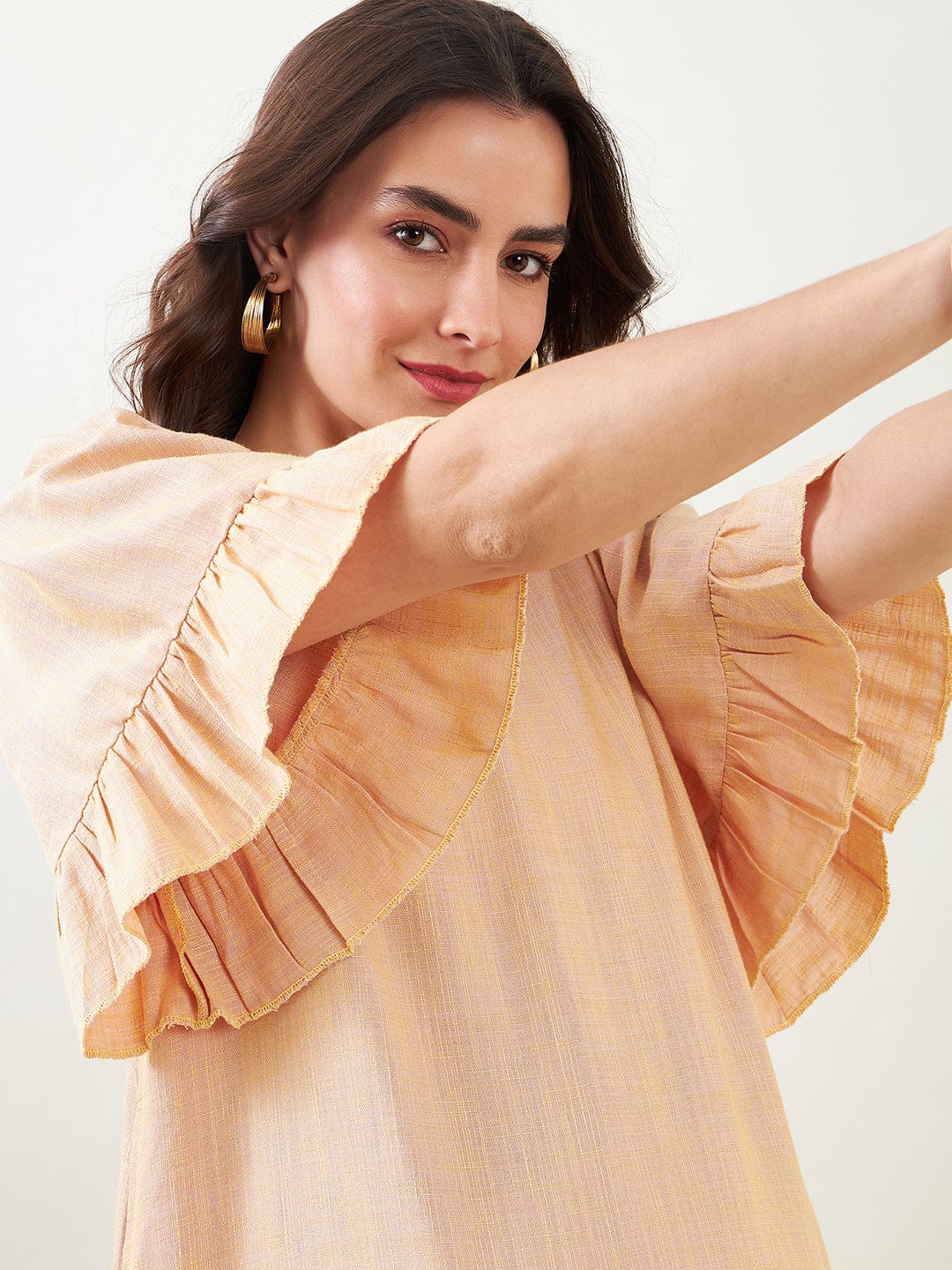 The Kaftan Company Dresses Beige Maternity Dress with Fringes
