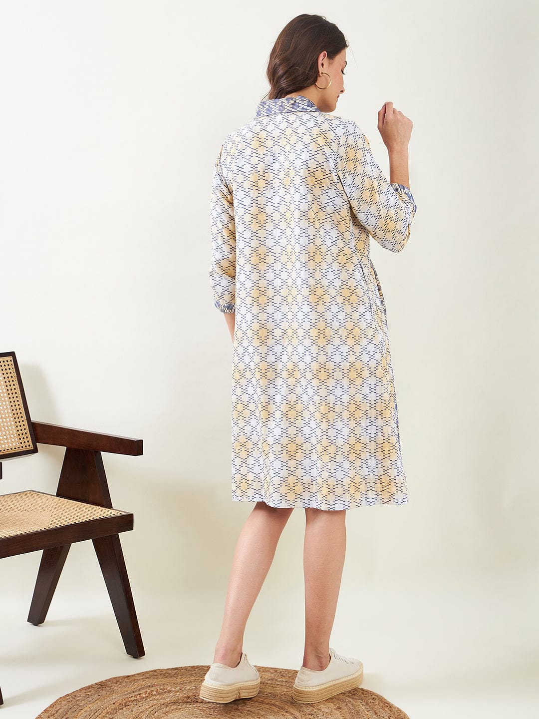 The Kaftan Company Dresses Blue Cotton Maternity and Nursing Skater Dress