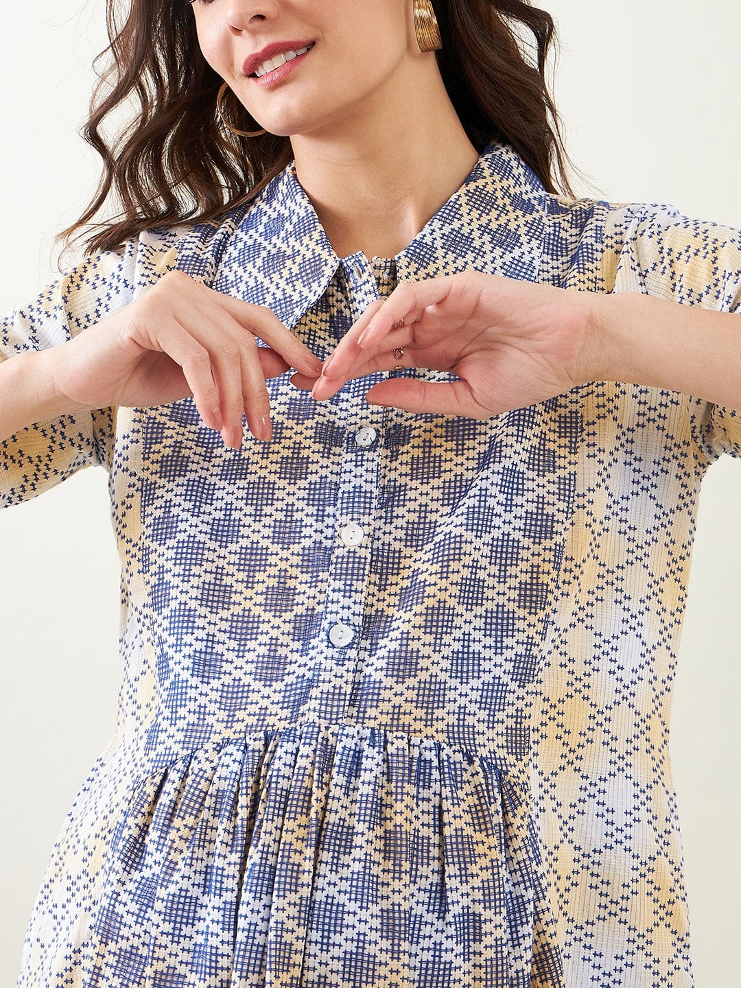 The Kaftan Company Dresses Blue Cotton Maternity and Nursing Skater Dress