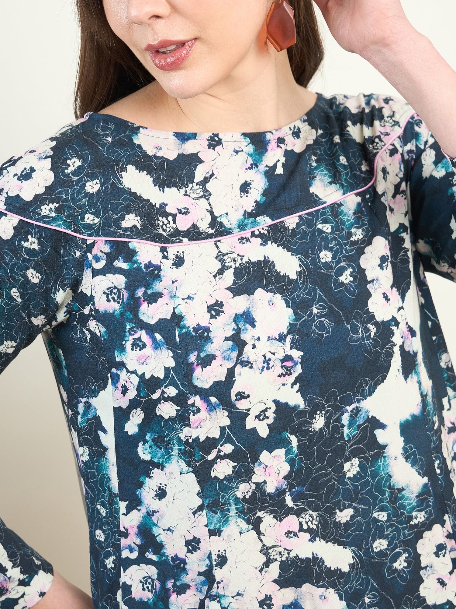 The Kaftan Company Dresses Blue Floral Flowy Gown Maxi Dress
