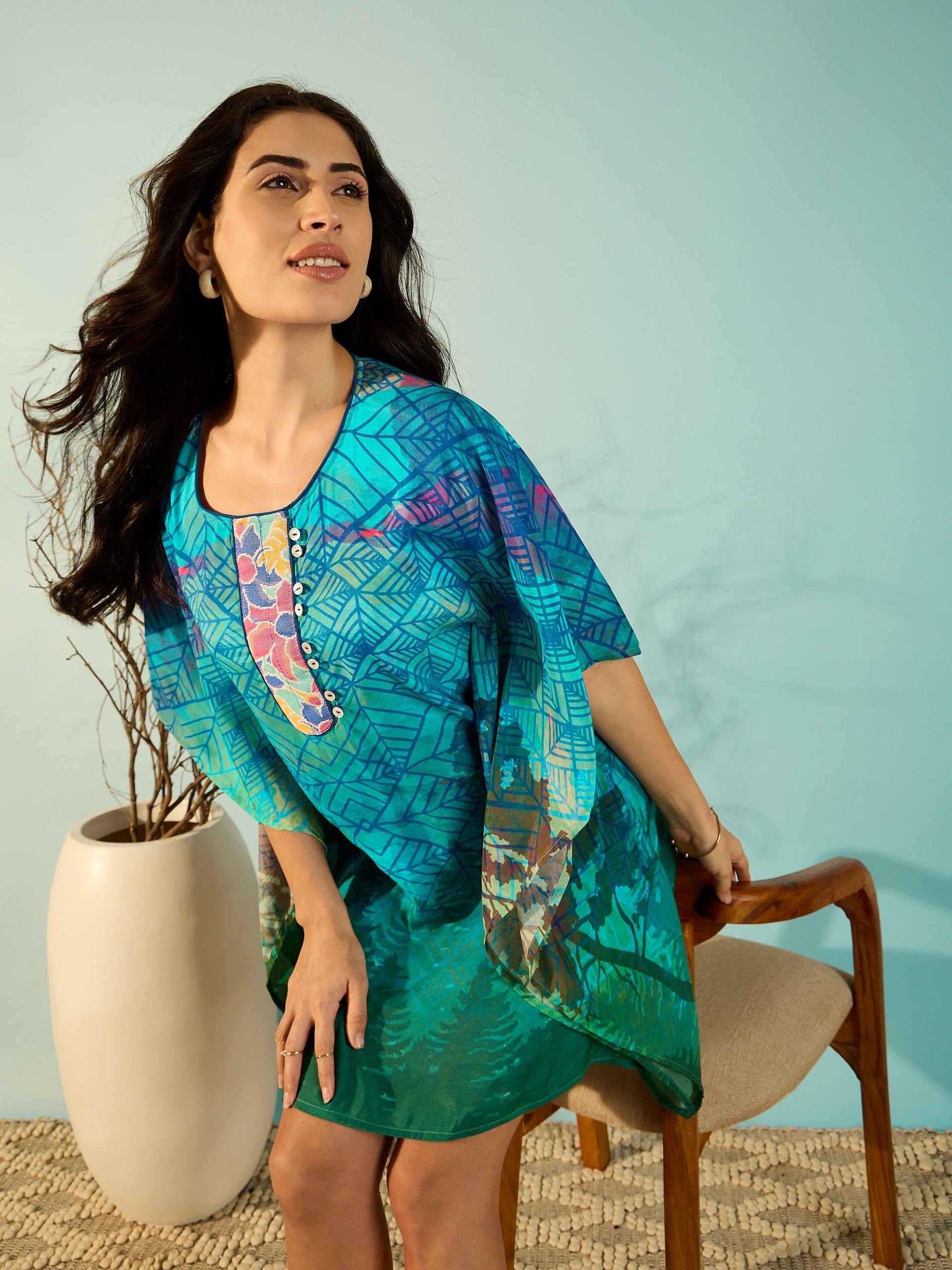 The Kaftan Company Dresses Blue Forest Trendy Day Kaftan