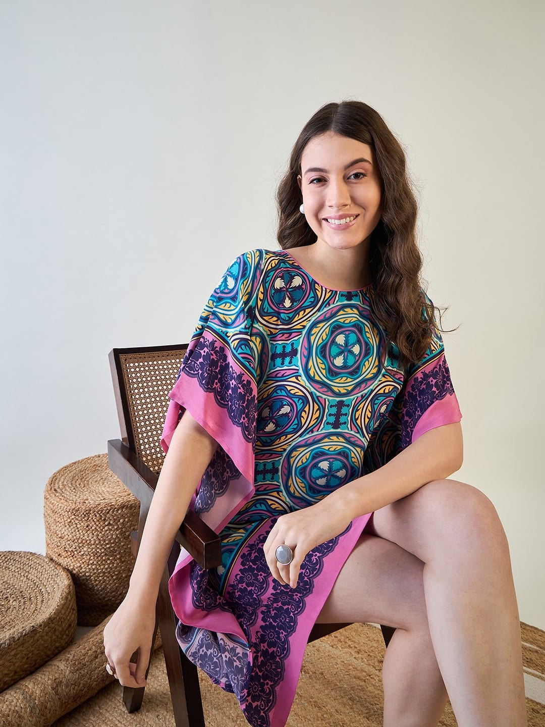 The Kaftan Company Dresses Blue Kaleidoscopic Kaftan Dress