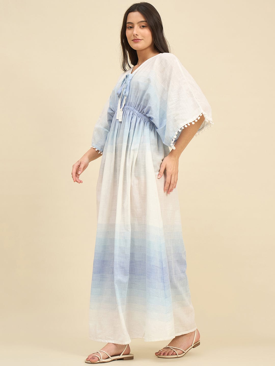 The Kaftan Company Dresses Blue Ombre Cotton Resortwear Maxi Dress