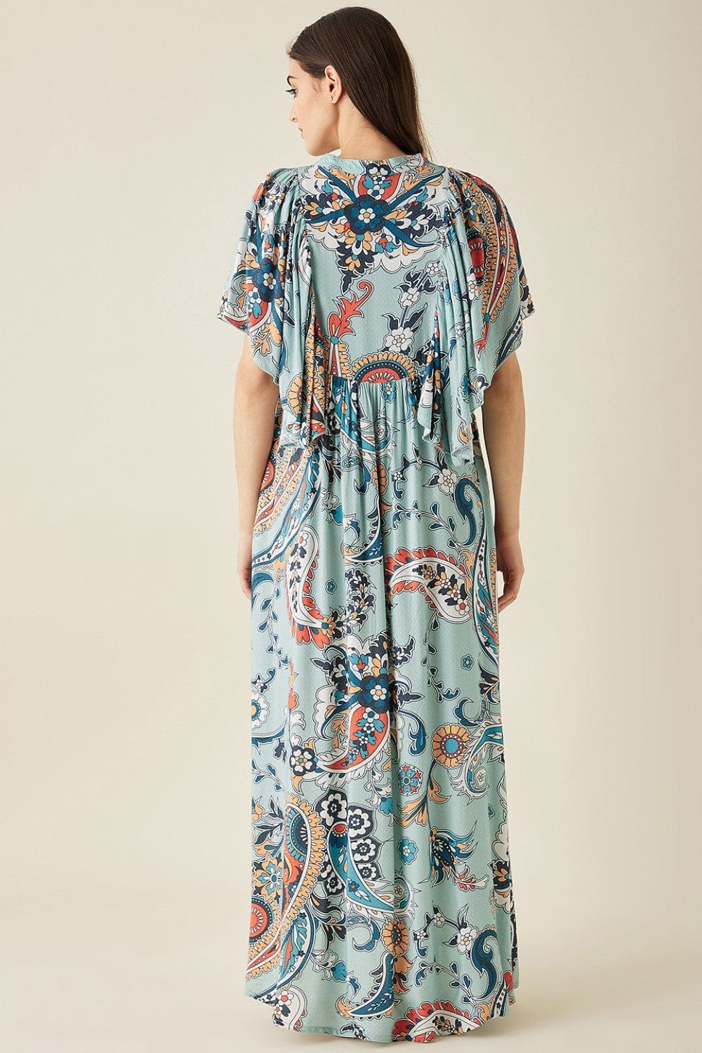 The Kaftan Company Dresses Blue Paisley Printed Maternity Lounge Dress