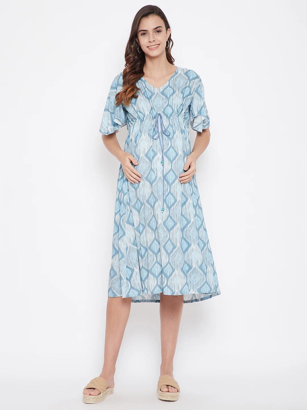 The Kaftan Company Dresses Blue Rhombus Maternity Dress - (Clearance - Final Sale)