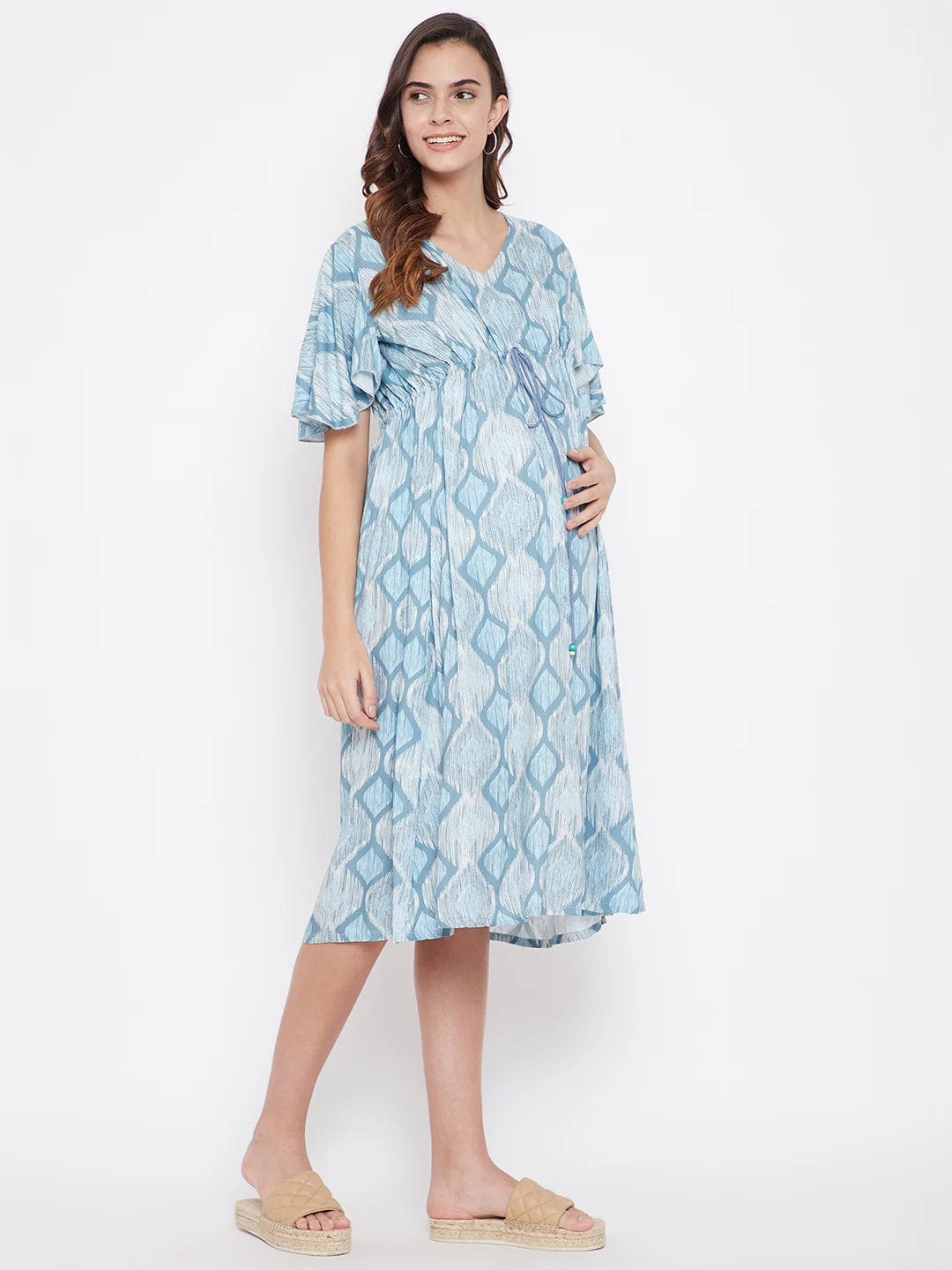 The Kaftan Company Dresses Blue Rhombus Maternity Dress - (Clearance - Final Sale)