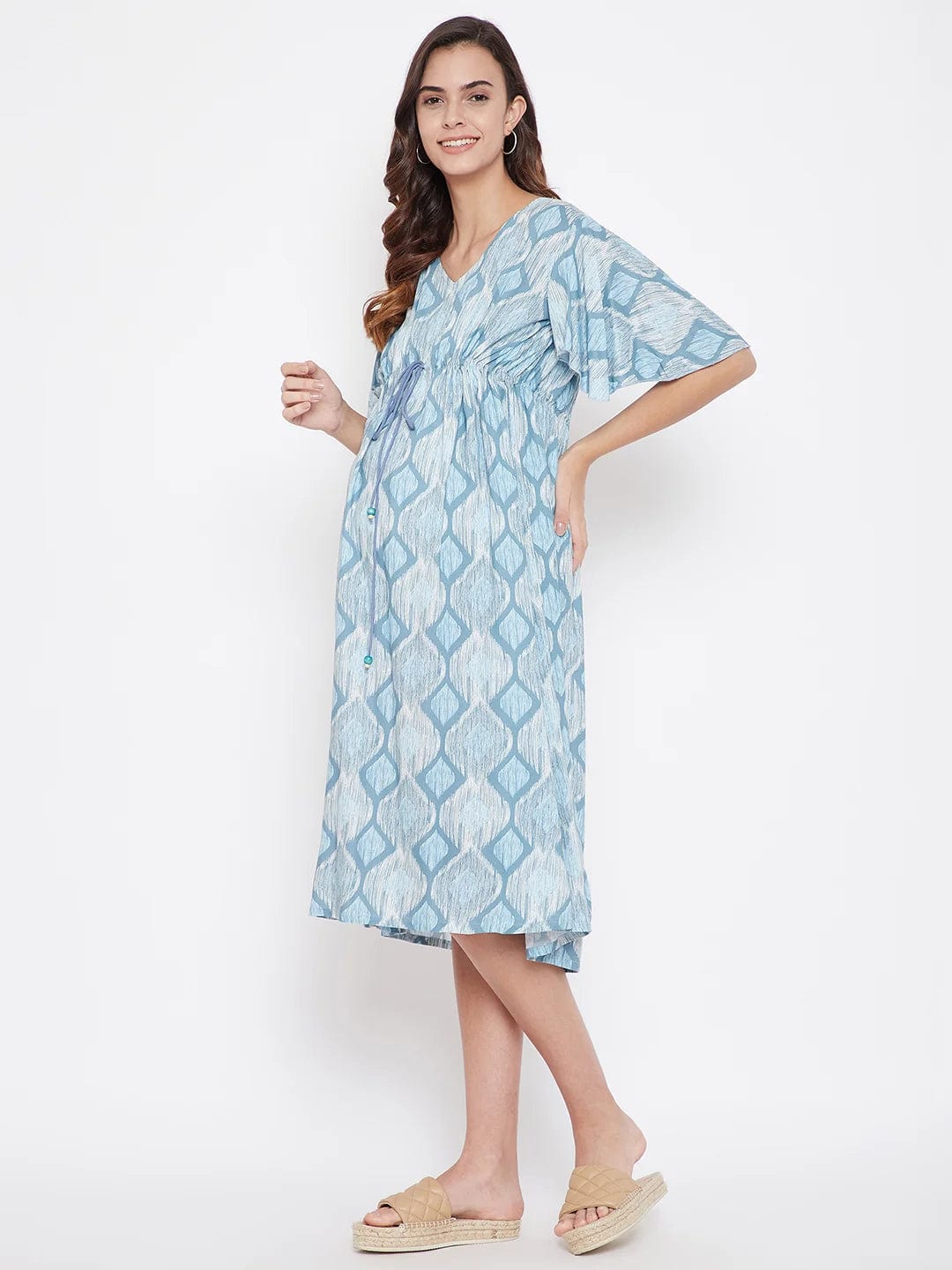The Kaftan Company Dresses Blue Rhombus Maternity Dress - (Clearance - Final Sale)