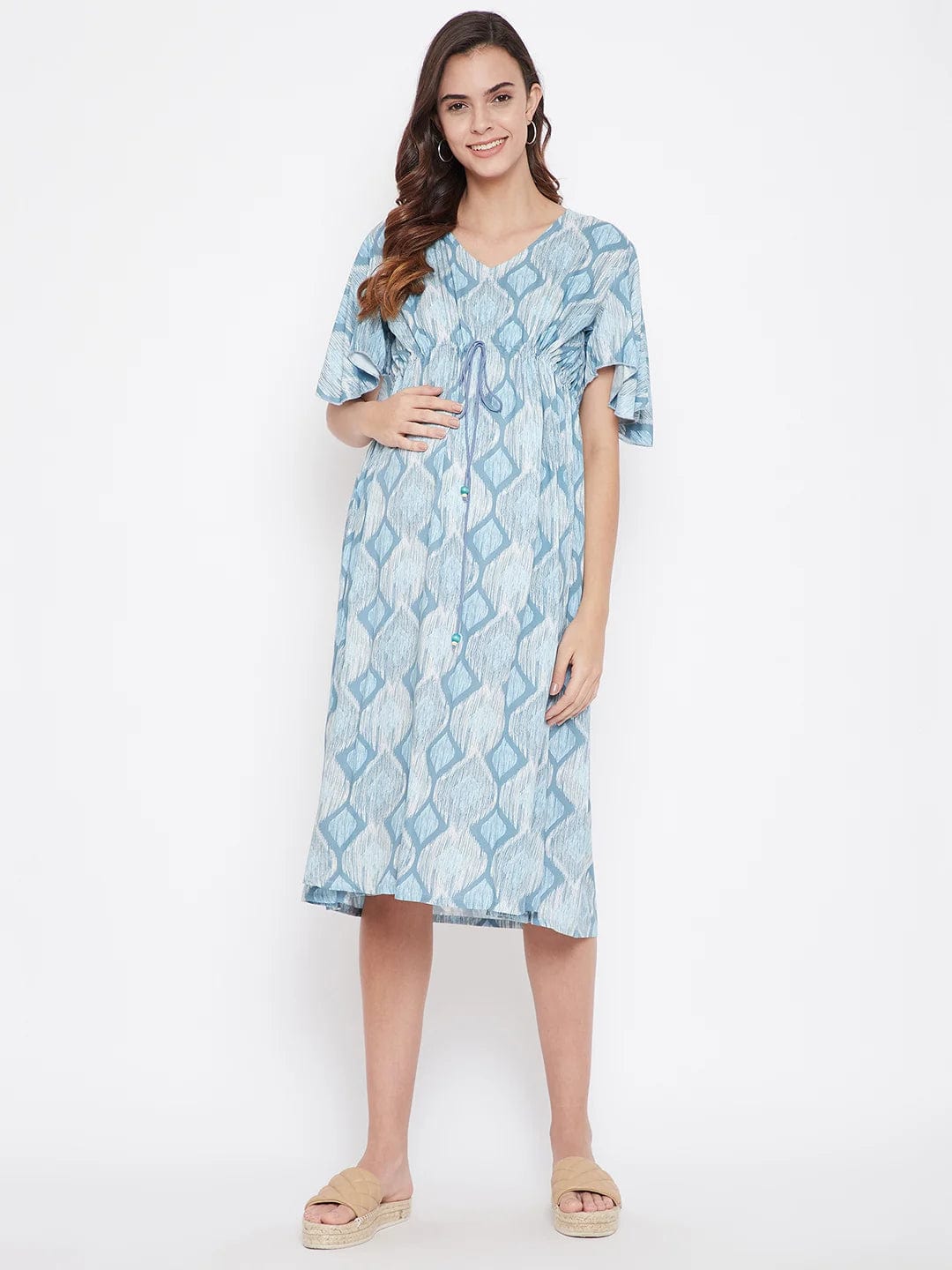 The Kaftan Company Dresses Blue Rhombus Maternity Dress - (Clearance - Final Sale)