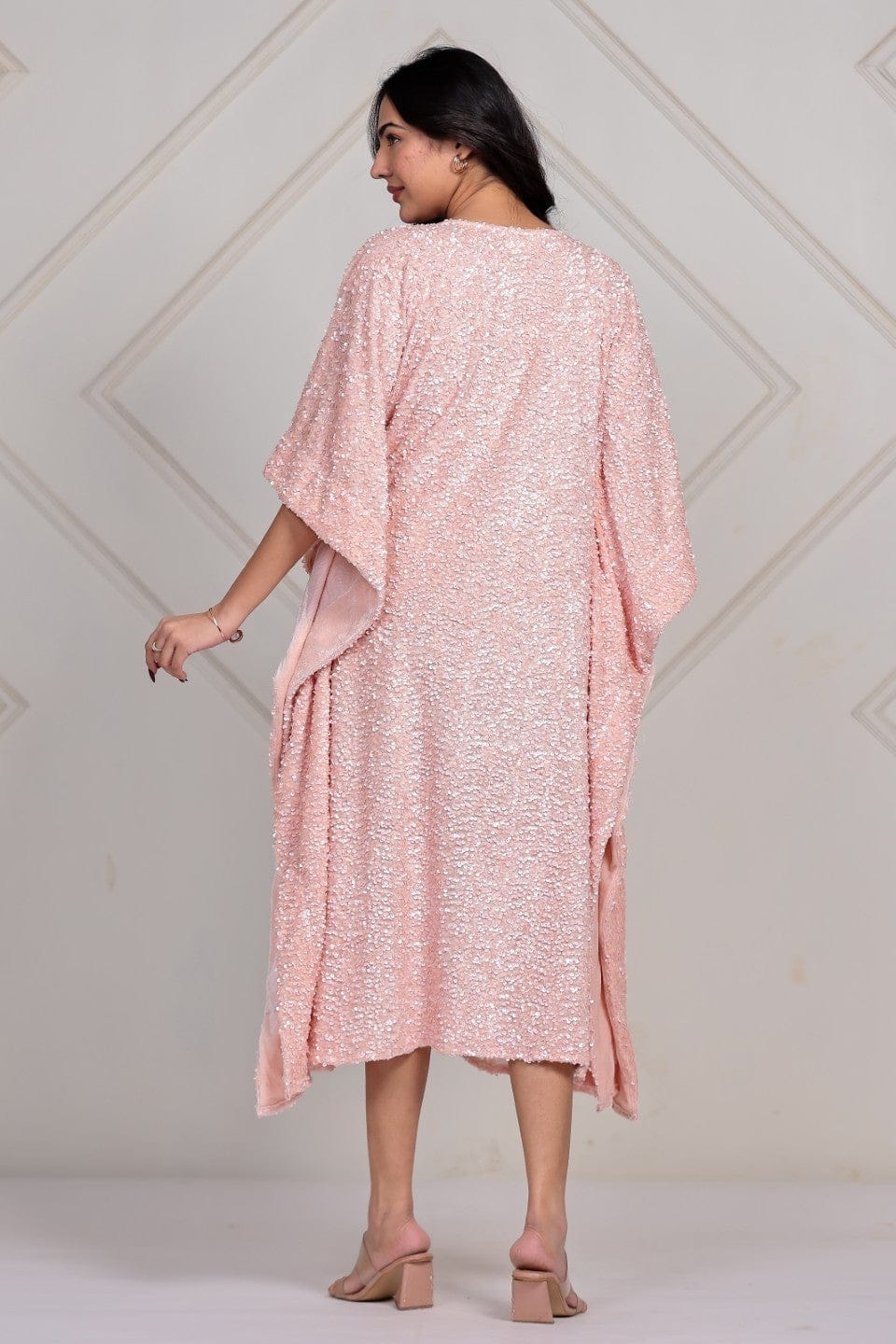 The Kaftan Company Dresses Blush Pink All-Over Sequin Kaftan Dress
