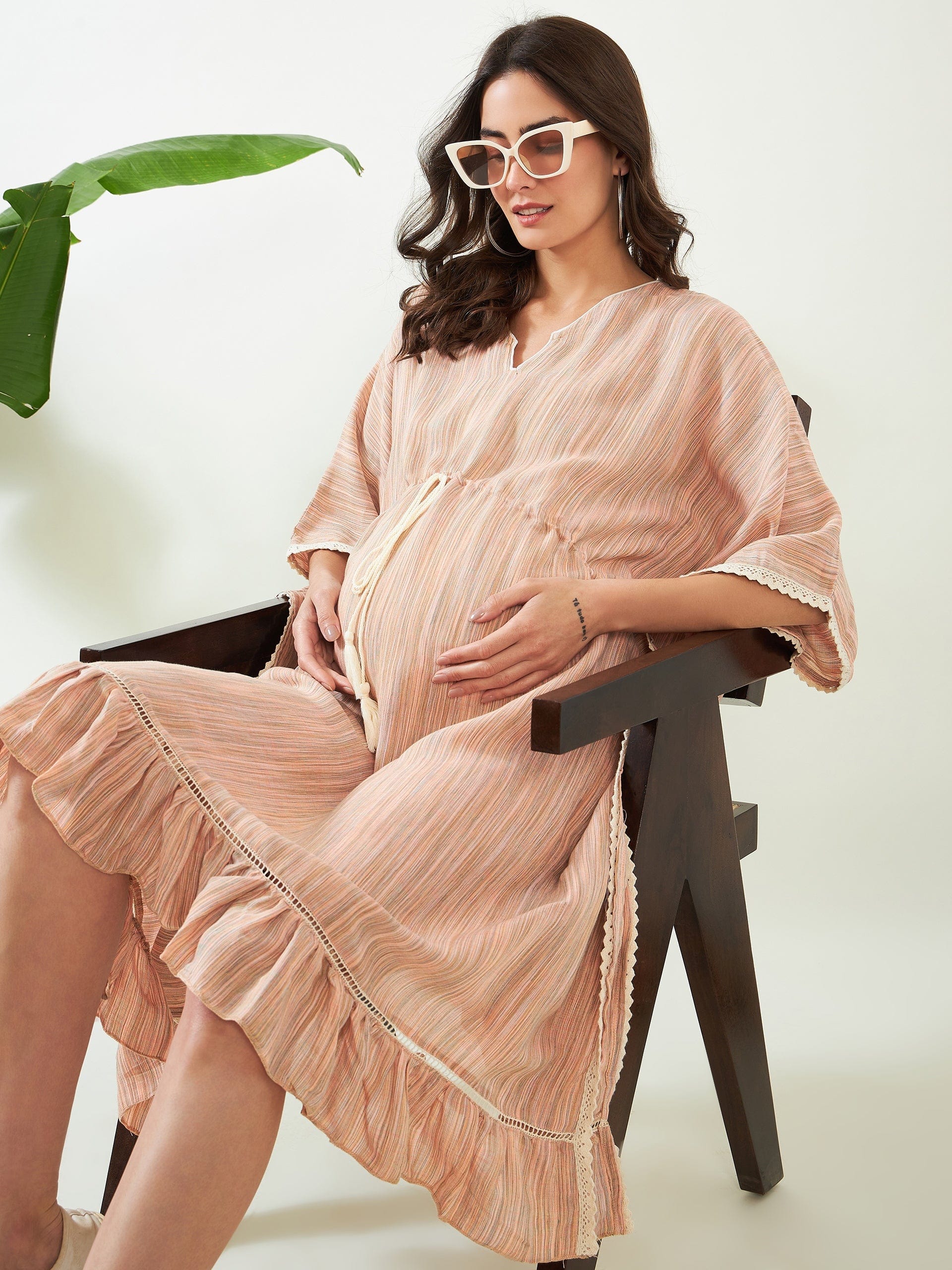 The Kaftan Company Dresses Blush Striped Maternity Dress
