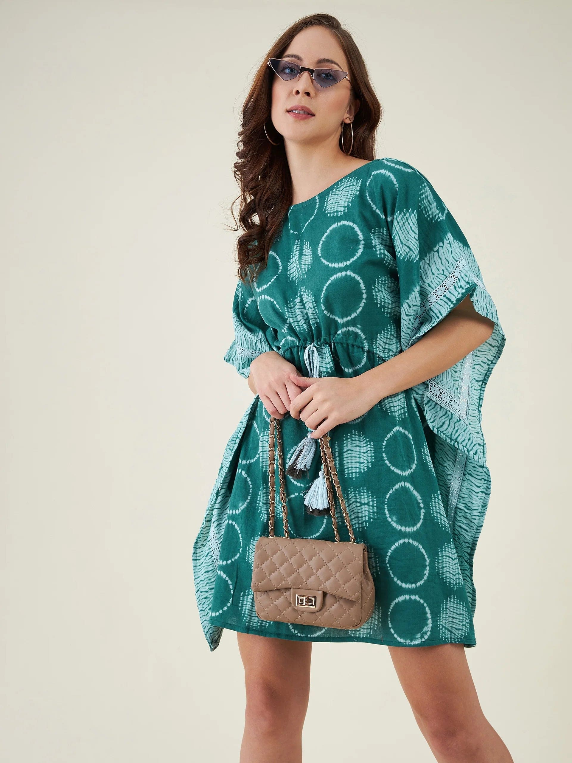 The Kaftan Company Dresses Bottle Green Shibori Tiedye Kaftan Dress