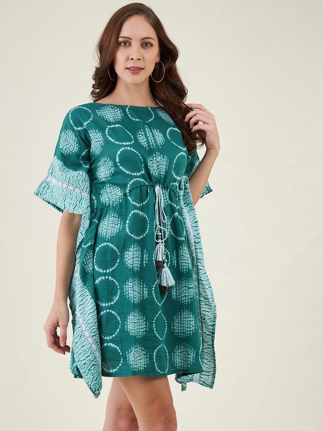 The Kaftan Company Dresses Bottle Green Shibori Tiedye Kaftan Dress
