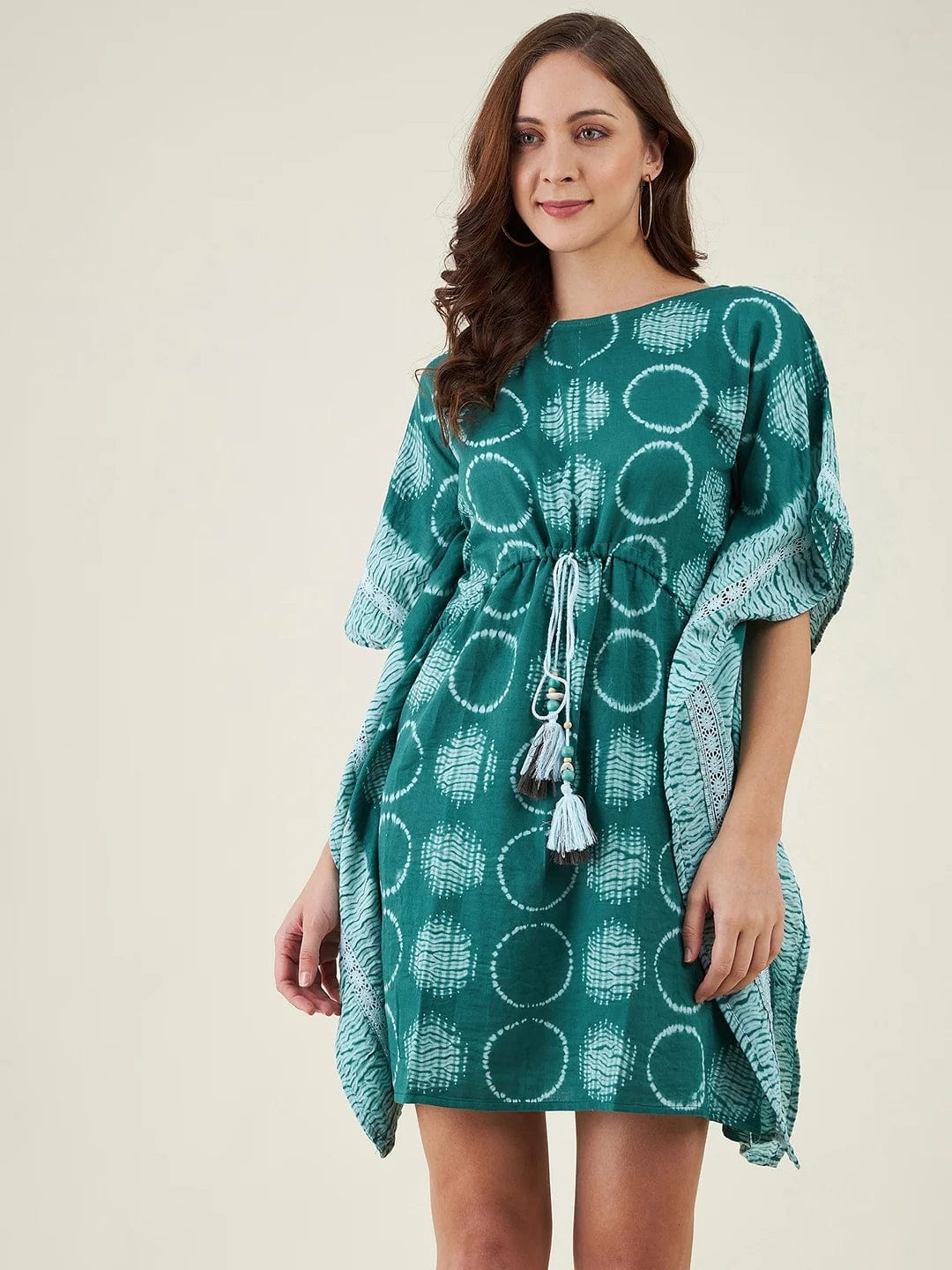 The Kaftan Company Dresses Bottle Green Shibori Tiedye Kaftan Dress