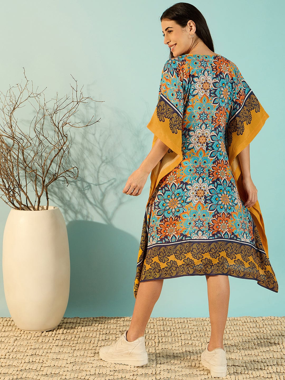 The Kaftan Company Dresses Bright Patterned Floral Kaftan Dress