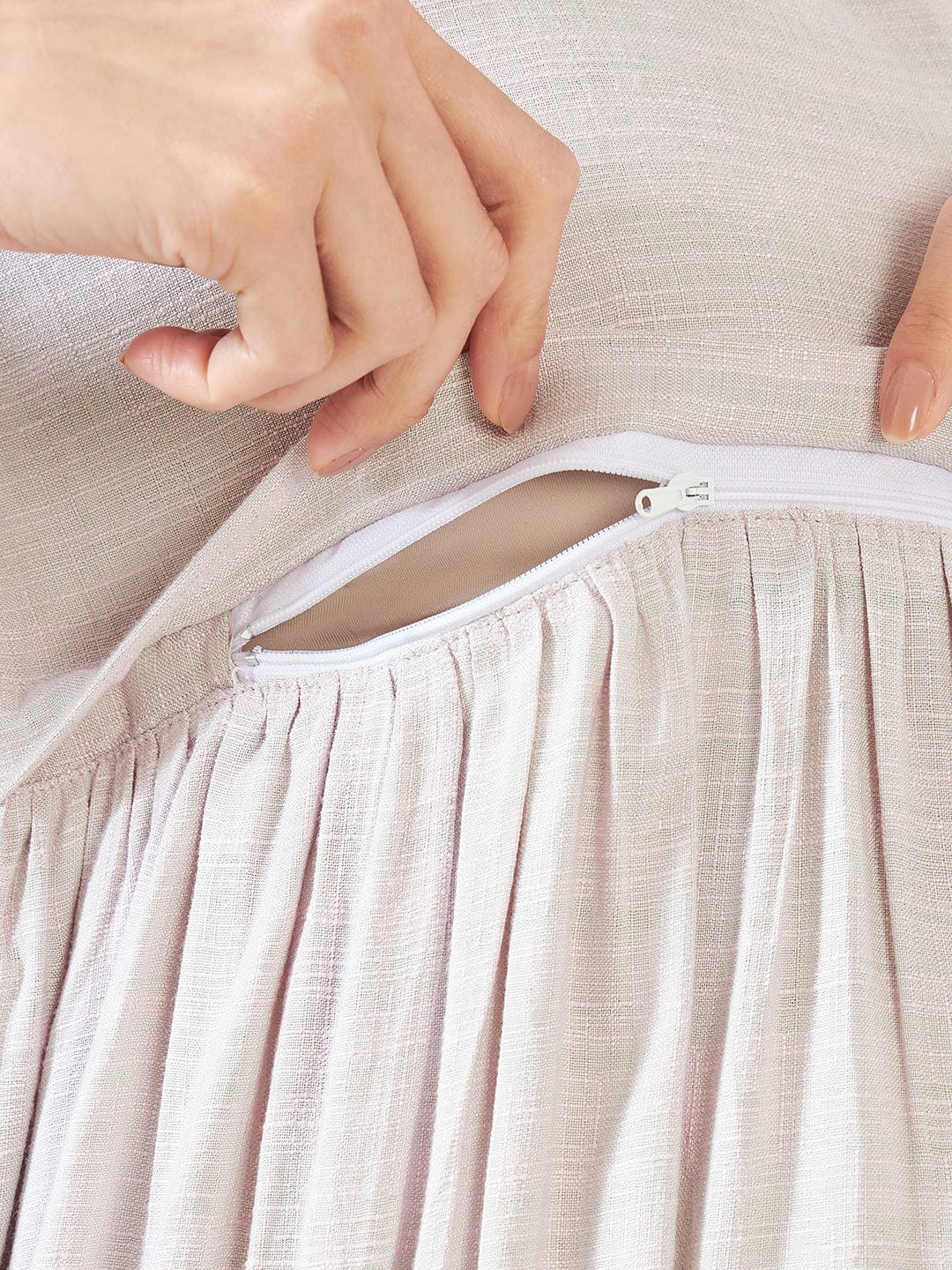 The Kaftan Company Dresses Earthy Grey Soft Cotton Maternity and Feeding Dress