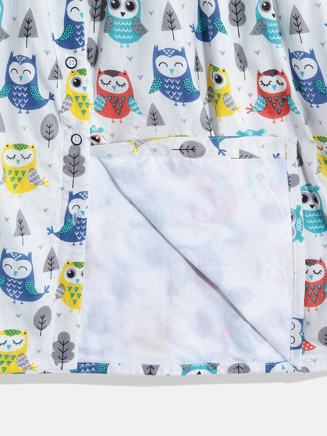 The Kaftan Company Dresses Girls Multi Coloured Cute Owl Printed Western Dress