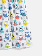 The Kaftan Company Dresses Girls Multi Coloured Cute Owl Printed Western Dress