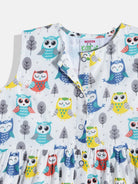 The Kaftan Company Dresses Girls Multi Coloured Cute Owl Printed Western Dress