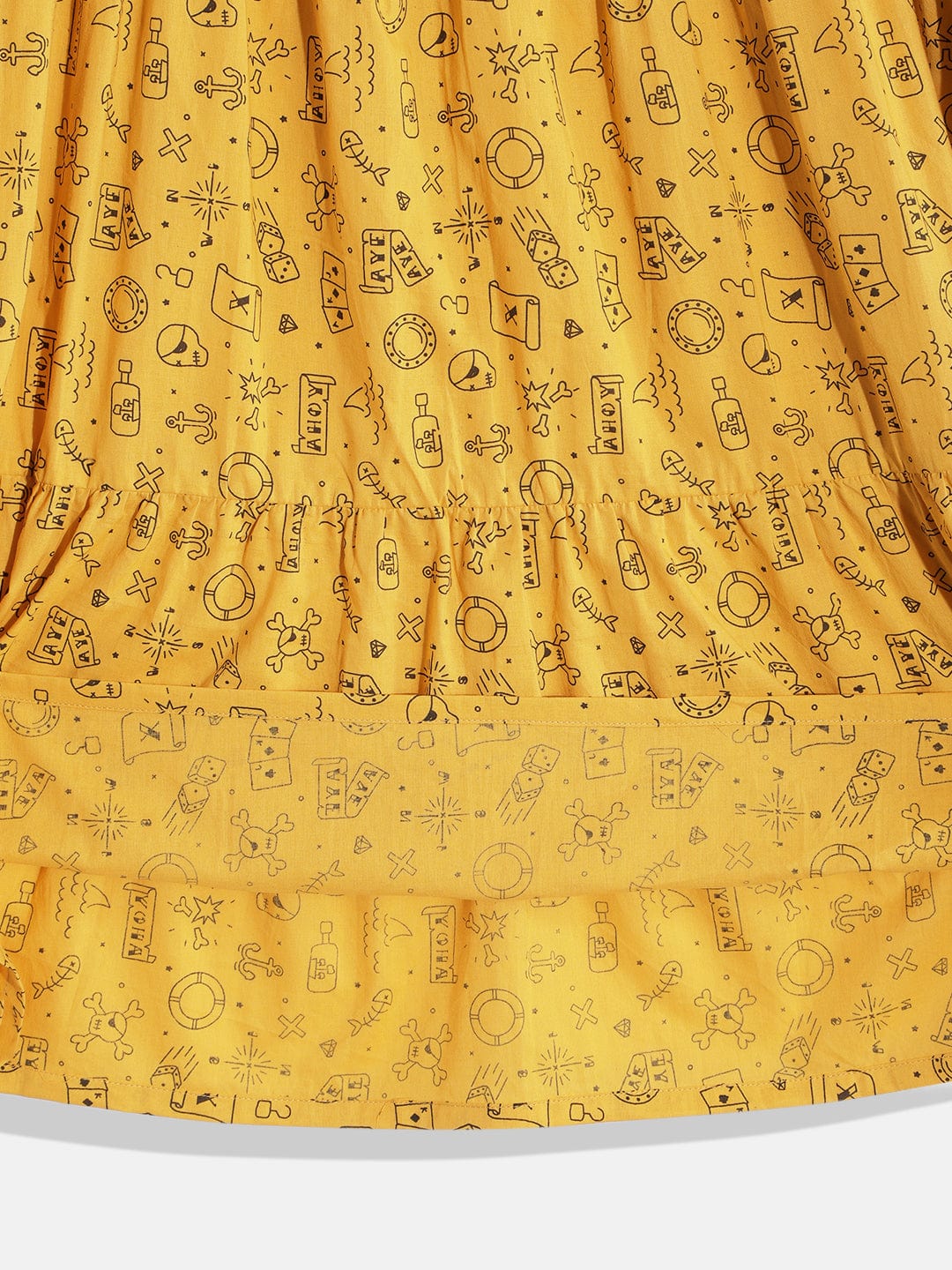 The Kaftan Company Dresses Girls Yellow Doodle Pom Pom Cute Day Wear Western Dress