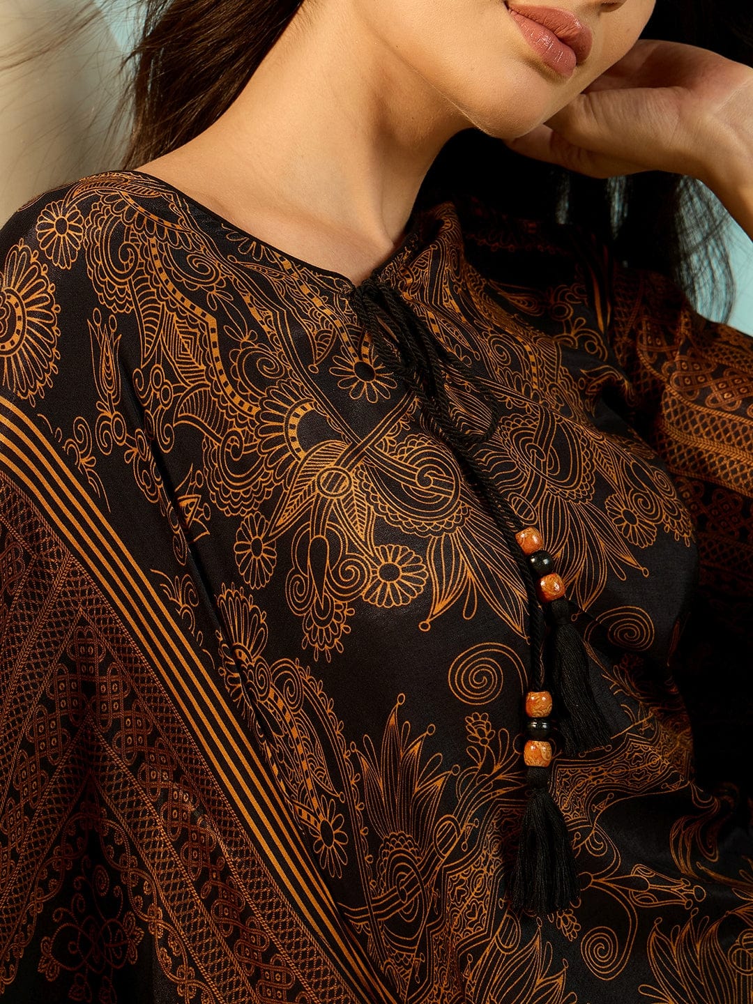 The Kaftan Company Dresses Golden Eclectic Printed Stylish Kaftan Dress For Women