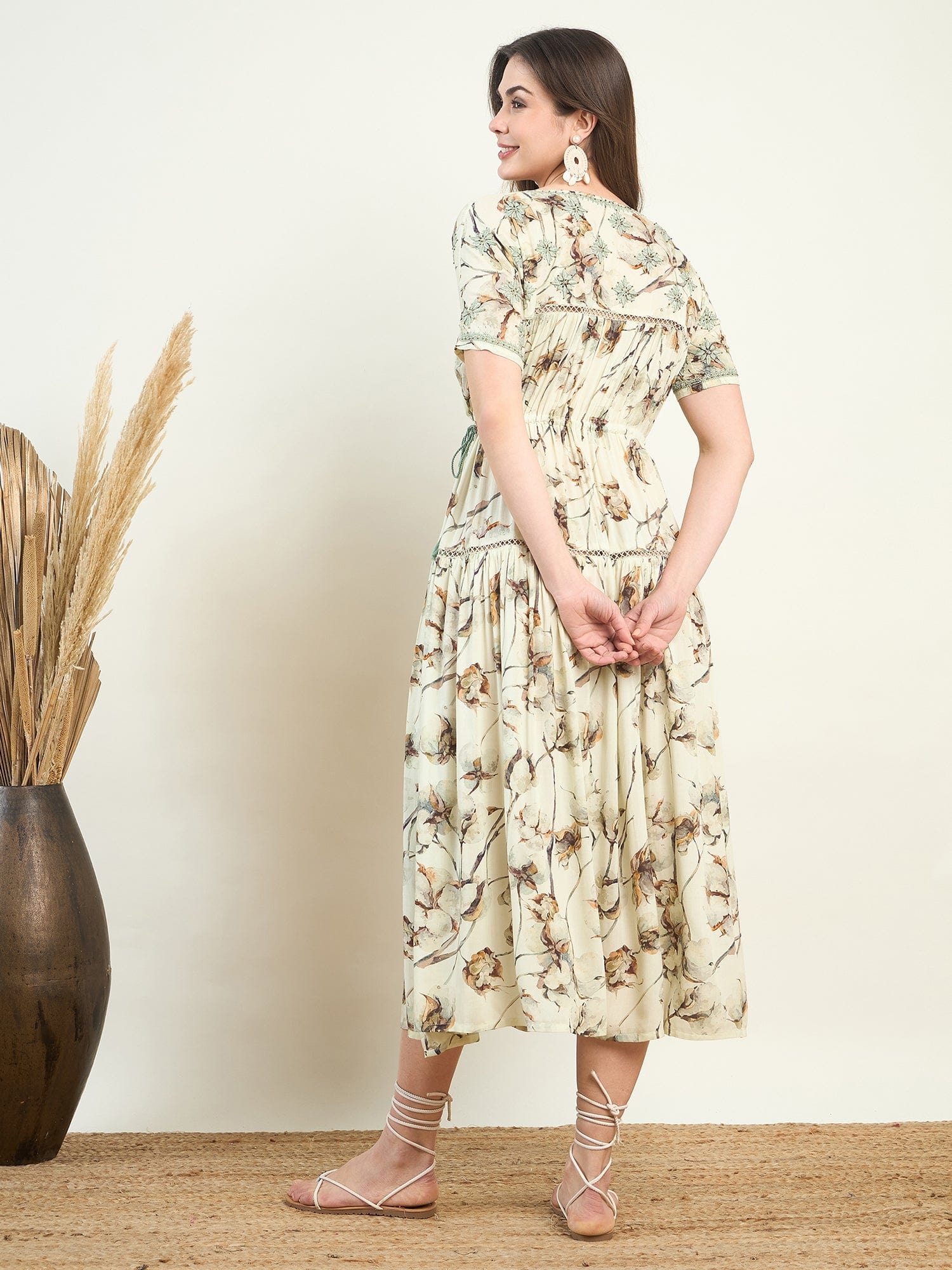 The Kaftan Company Dresses Hand Embroidered Flowy Floral Resort Dress