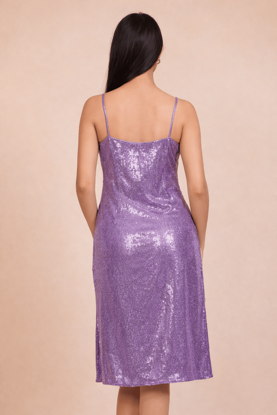 The Kaftan Company Dresses Lavender Sequin Dress with Georgette Cape Overlay