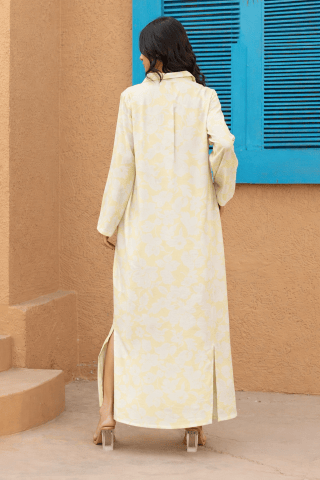 The Kaftan Company Dresses Lemon Floral Full-Length Shirt Dress