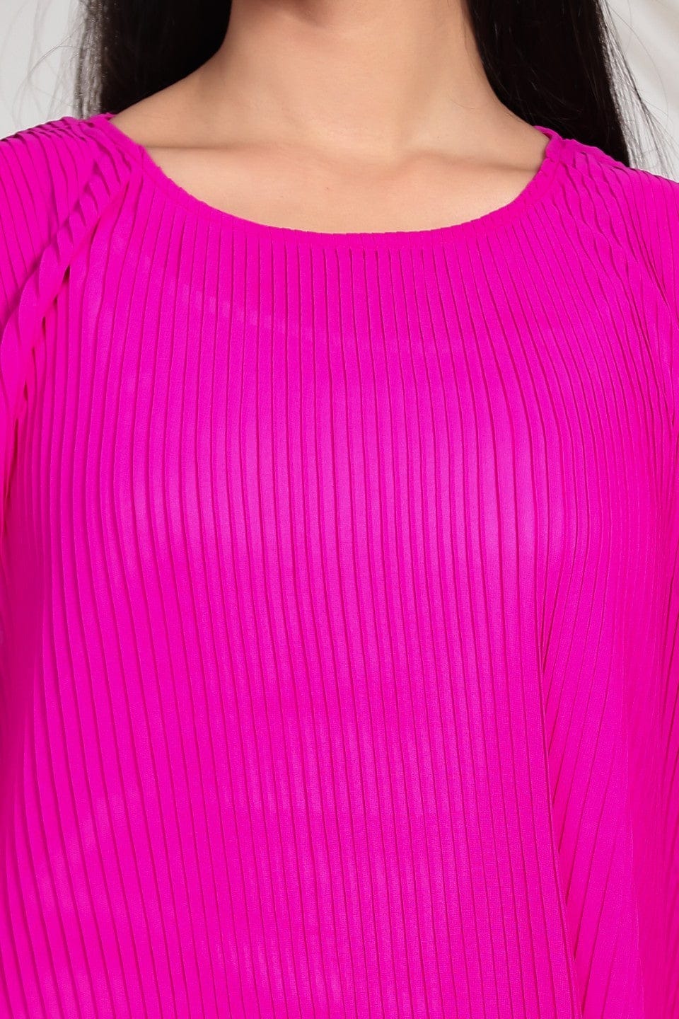 The Kaftan Company Dresses Magenta Pink Pleated Georgette Kaftan Dress